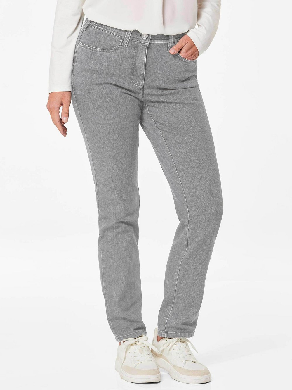Goldner Jeanshose ANNA Damen Baumwolle grau, 54