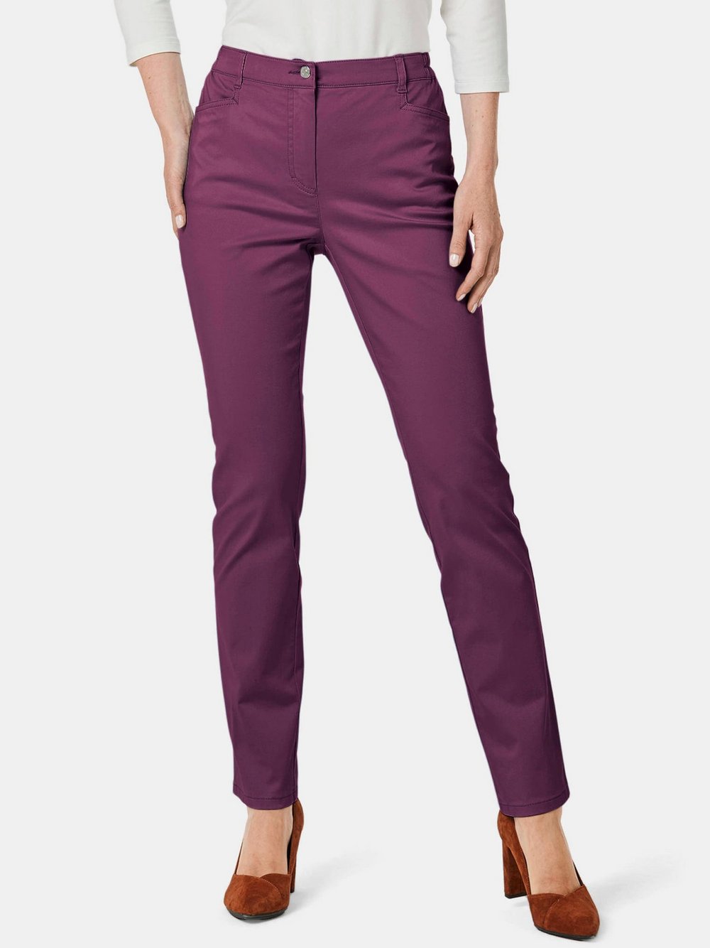 Goldner Baumwollhose CARLA Damen Baumwolle lila, 46