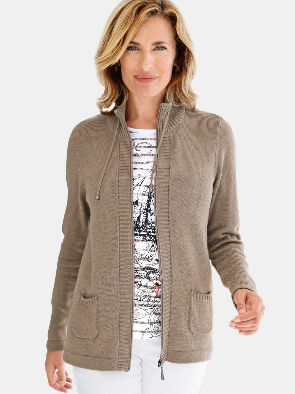 Goldner Strickjacke Damen Baumwolle braun, 46