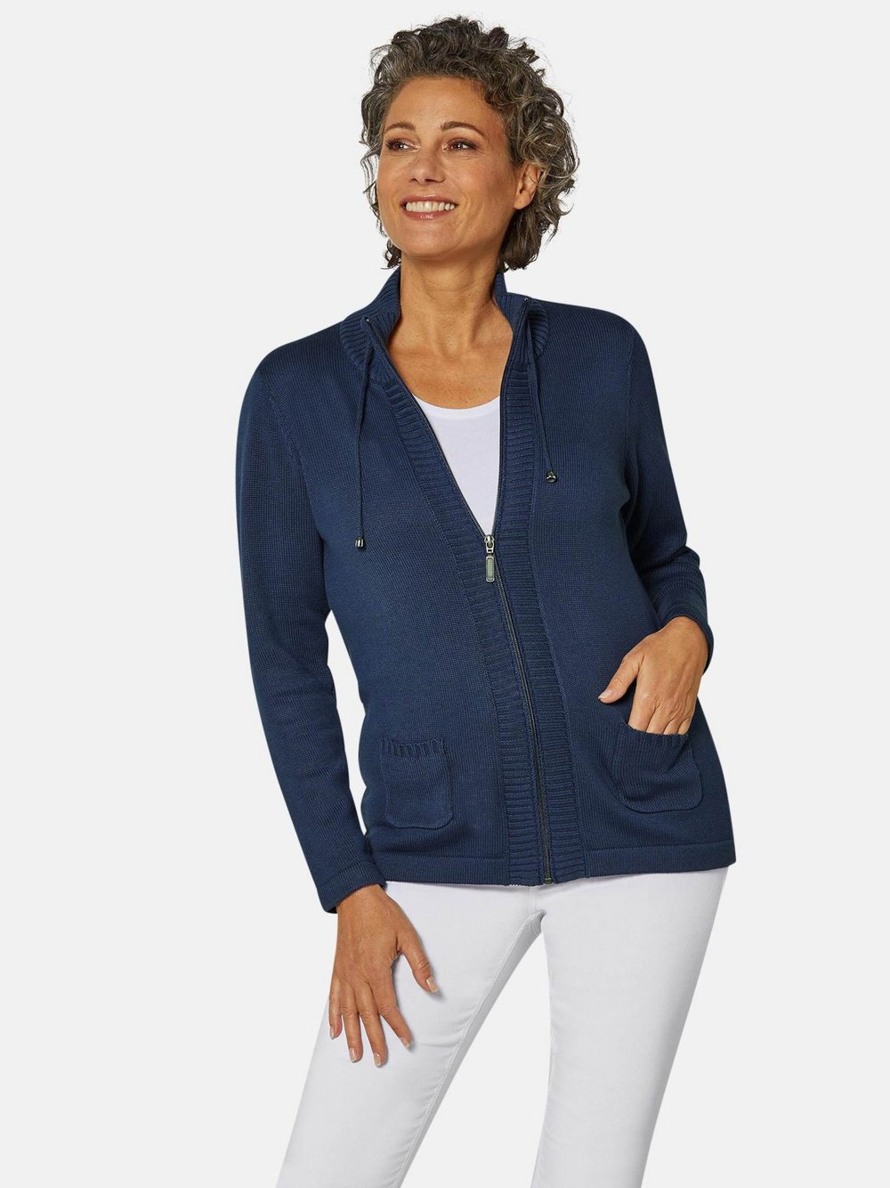 Goldner Strickjacke Damen Baumwolle blau, 54