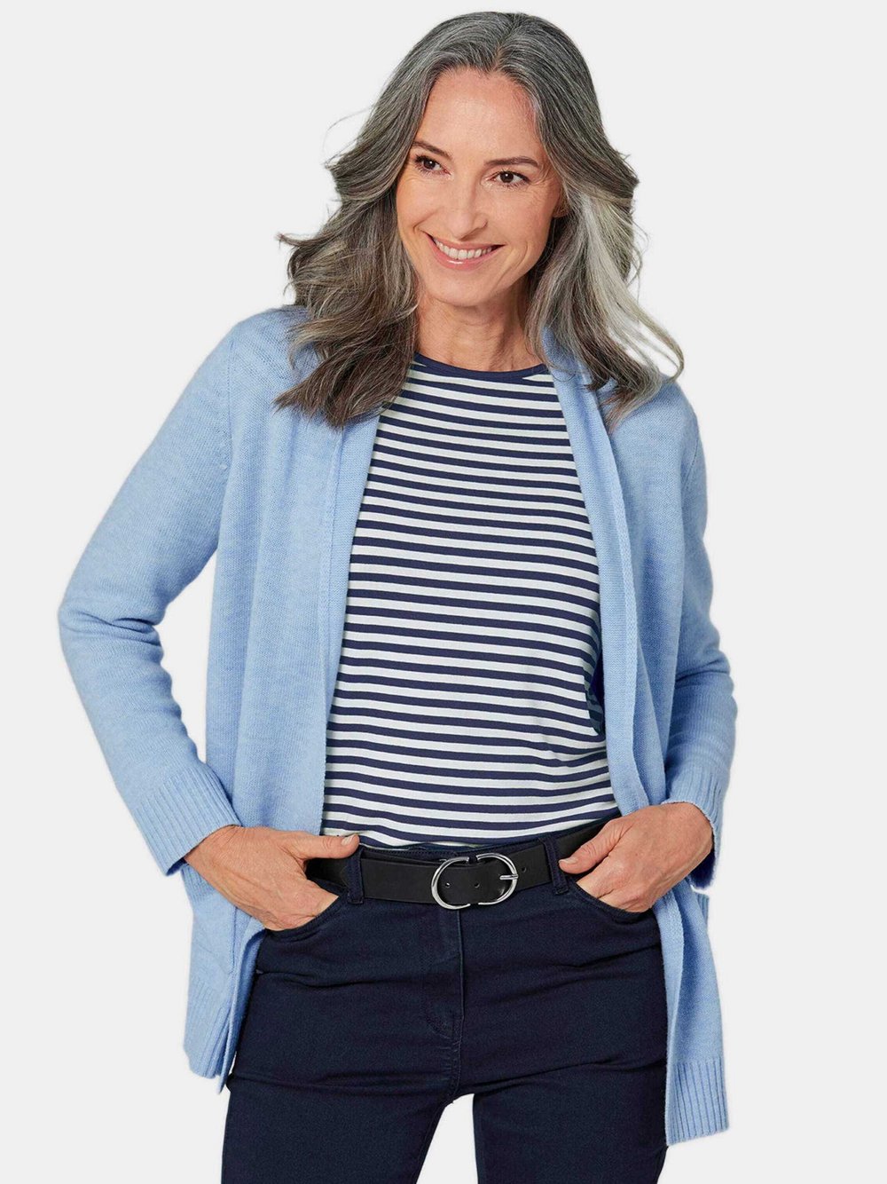 Goldner Strickjacke Damen Schurwolle blau, 54