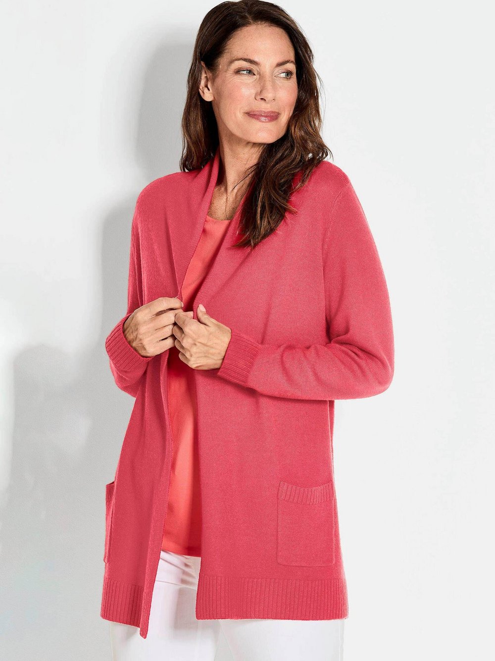 Goldner Strickjacke Damen Schurwolle rot, 46