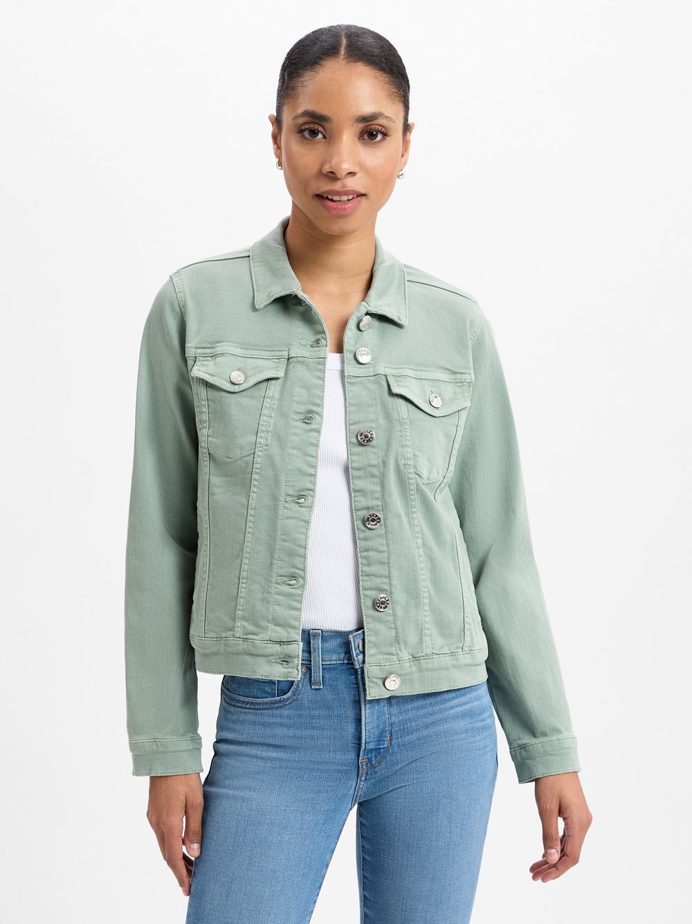 Street One Jeansjacke Damen Baumwolle grün, 42