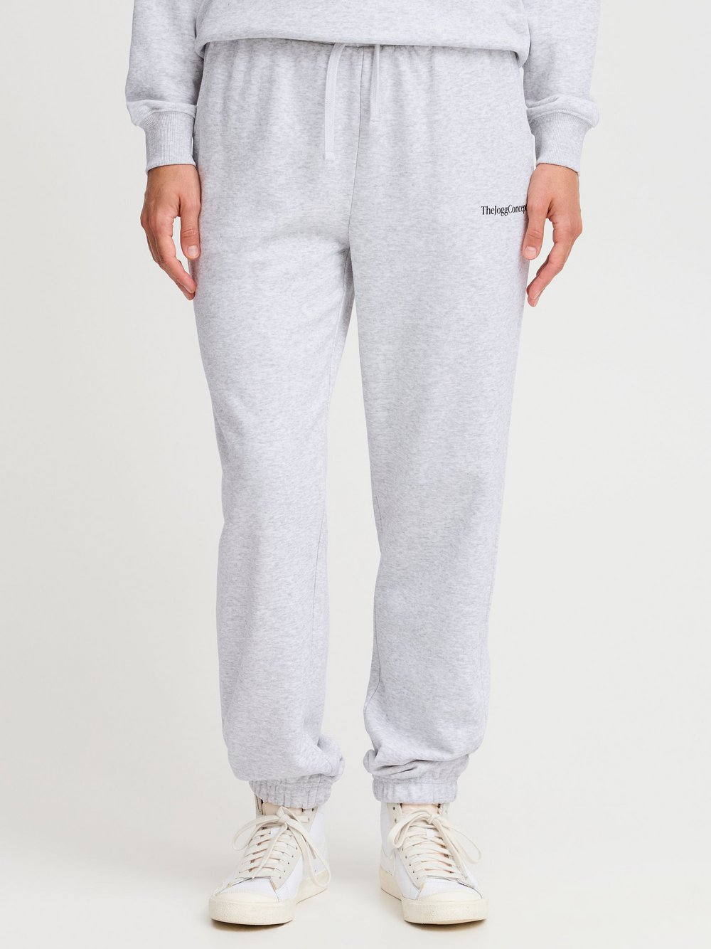 TheJoggConcept. Jogginghose Damen Baumwolle grau, L