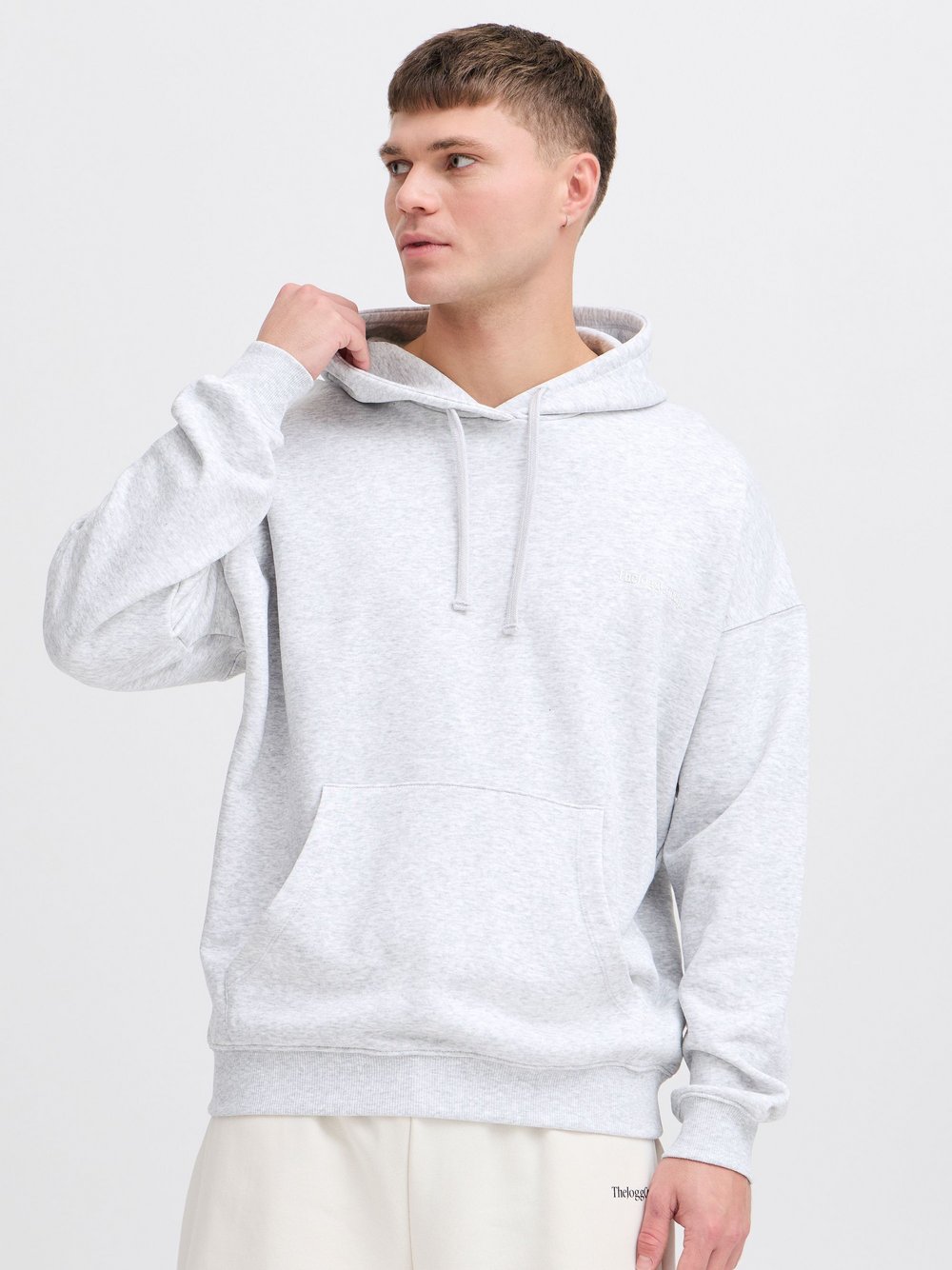 TheJoggConcept. Kapuzenpullover Herren Baumwolle grau, L