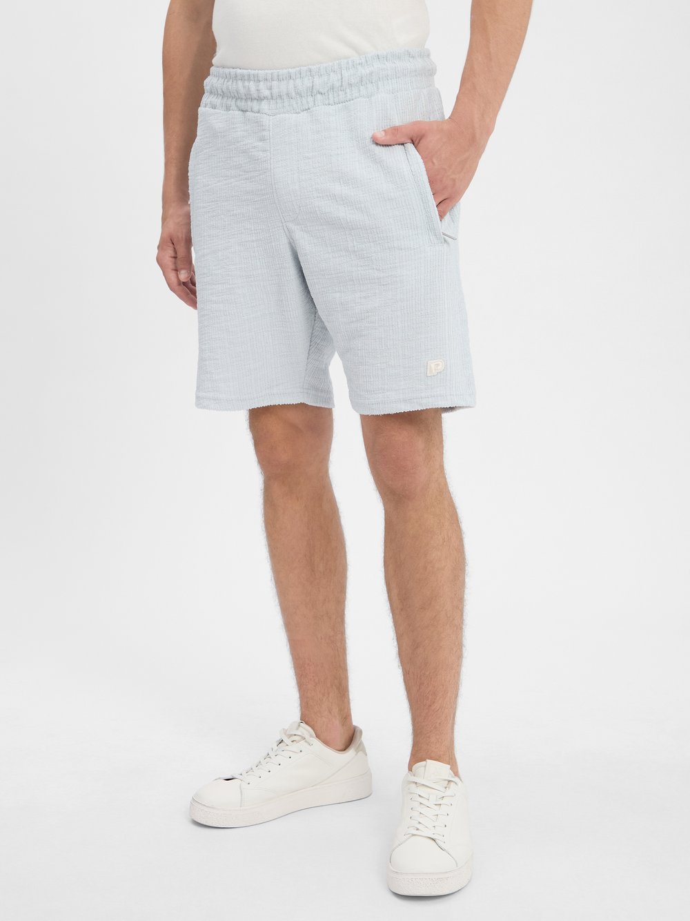 PEGADOR Sweatshorts Herren blau strukturiert, L