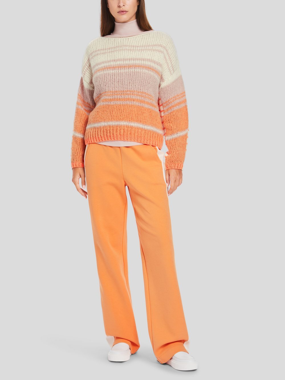 Marc Cain Pullover Damen Wolle orange gemustert, 44