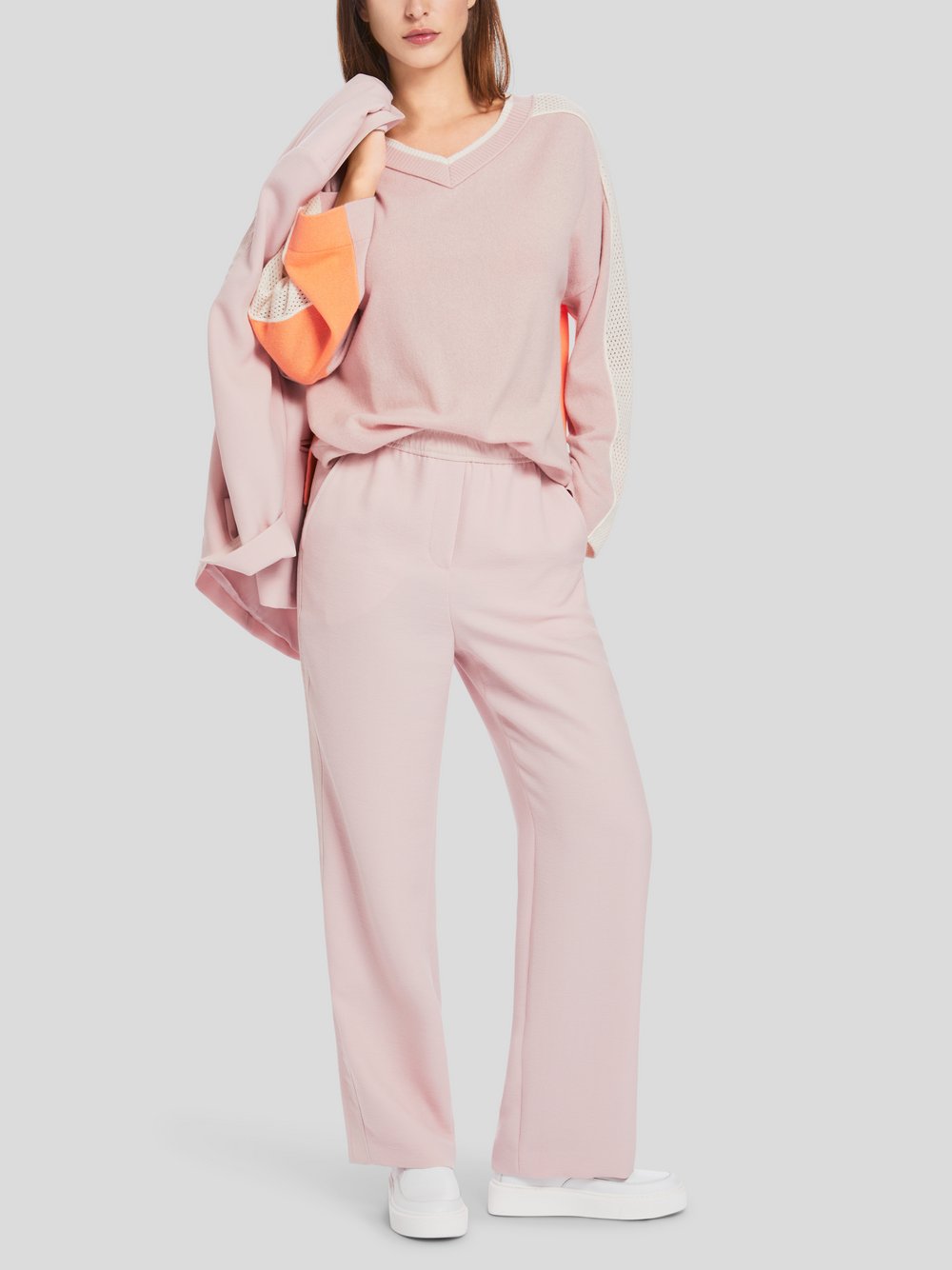 Thumbnail - Marc Cain Pullover Damen Wolle rosa strukturiert, 38