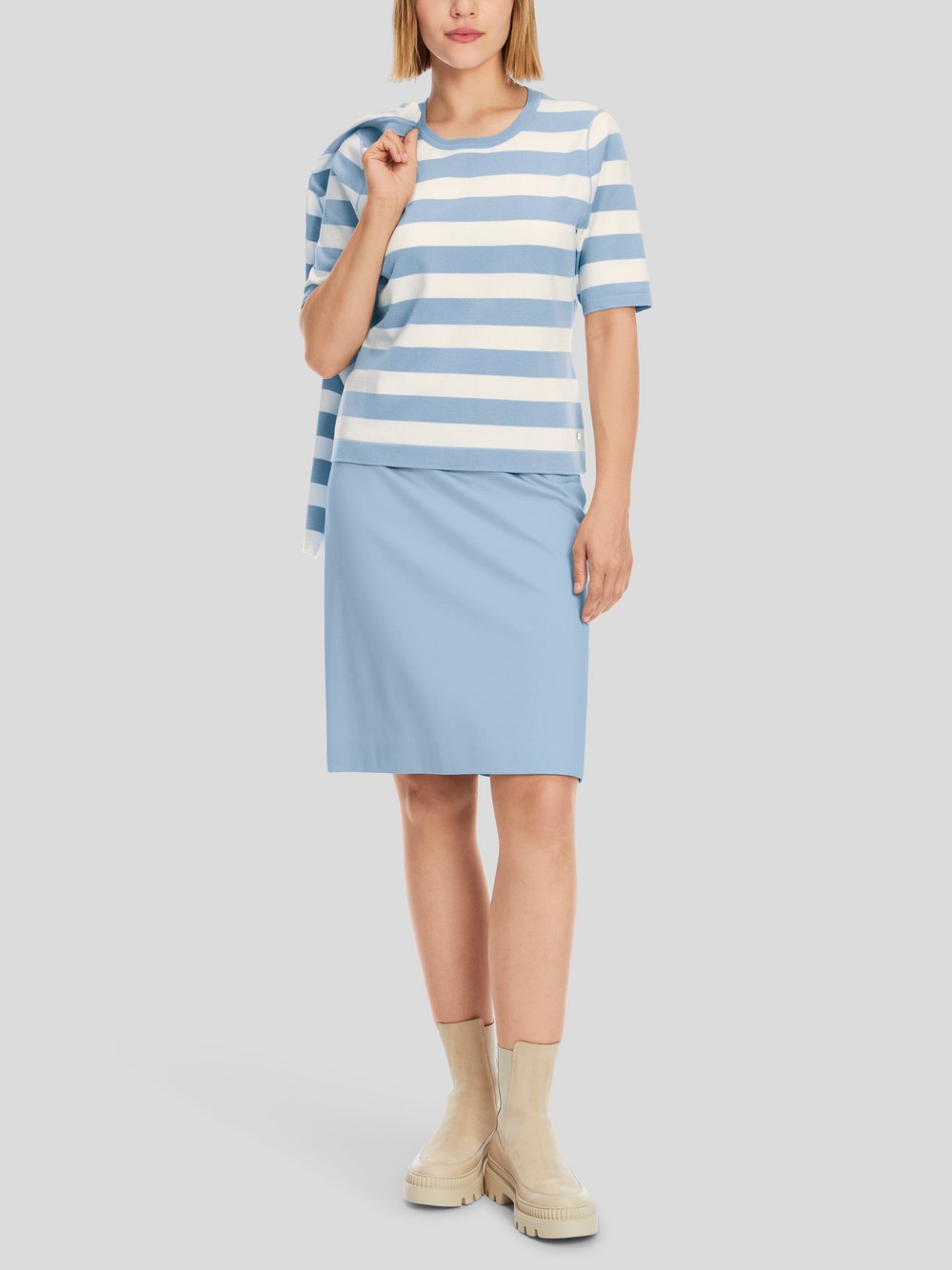 Thumbnail - Marc Cain Pullover Damen Viskose blau gestreift, 44