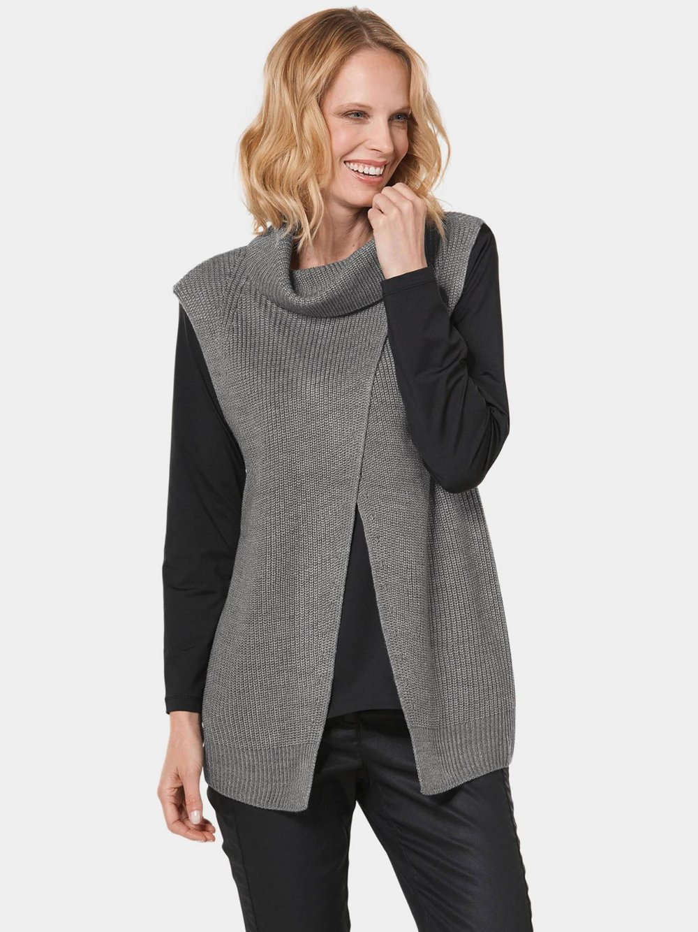 Thumbnail - Goldner Pullunder Damen grau, 46