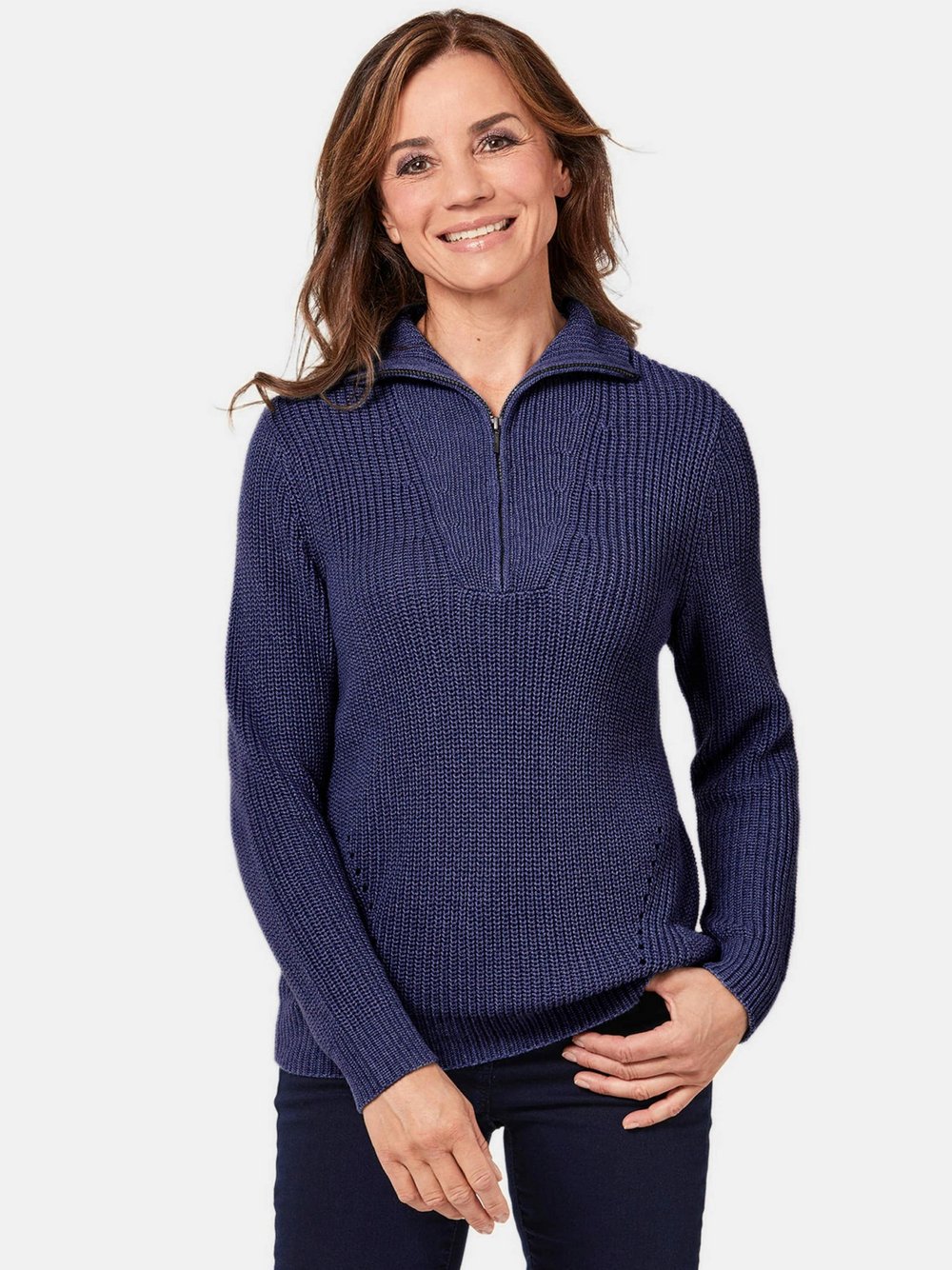 Goldner Pullover Damen Baumwolle blau, 44