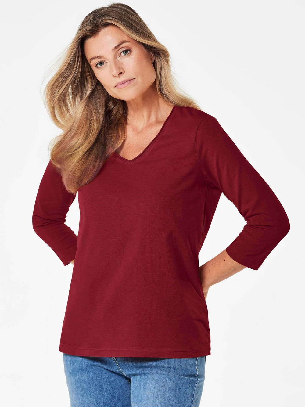 Goldner Shirt Damen Baumwolle rot, 42