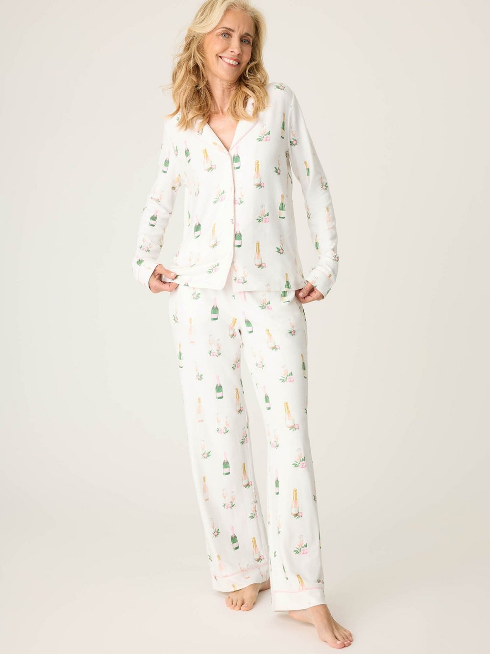 PJ Salvage Pyjama  Damen weiß bedruckt, L