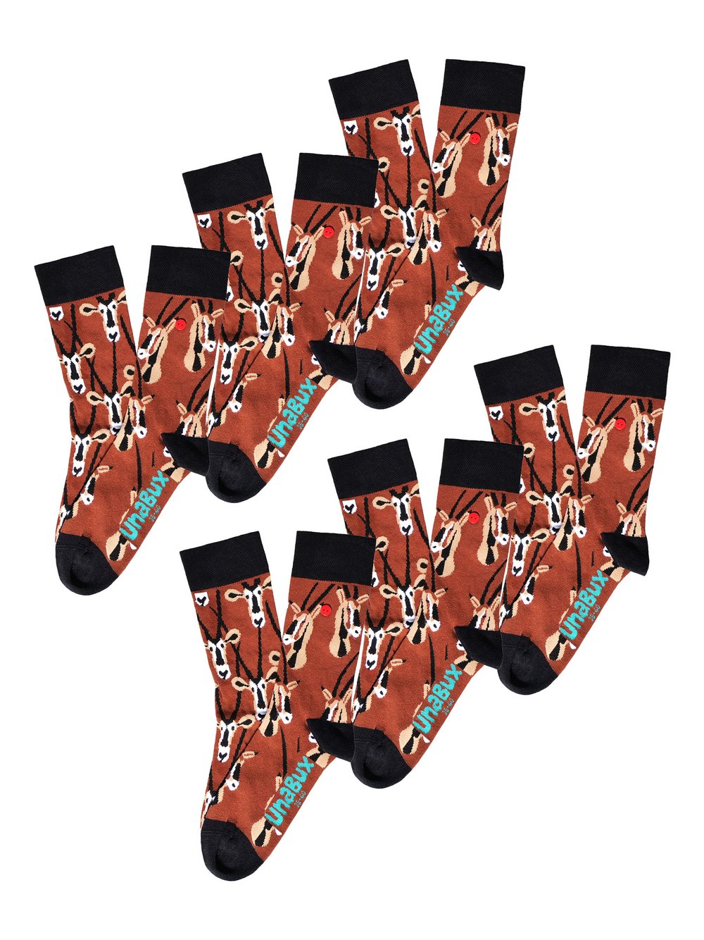 Unabux Freizeitsocken  Damen Jersey braun bedruckt, 42-46