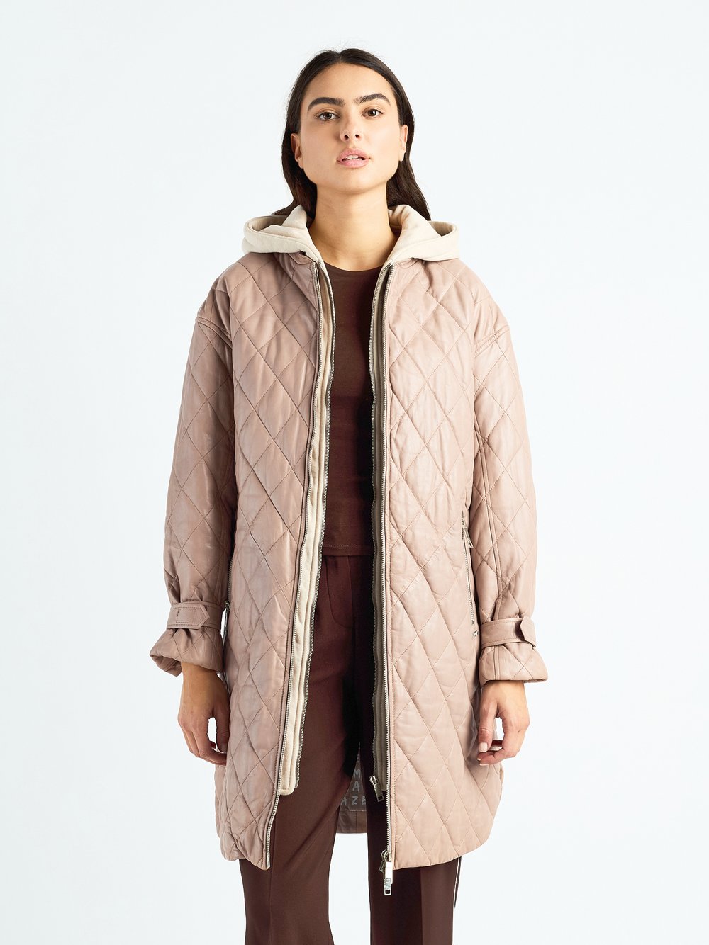 Thumbnail - Maze Ledermantel Damen beige, M