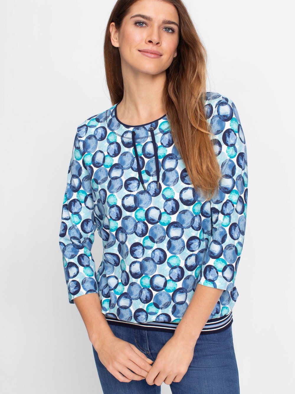 Olsen Shirt Damen Viskose blau bedruckt, 38