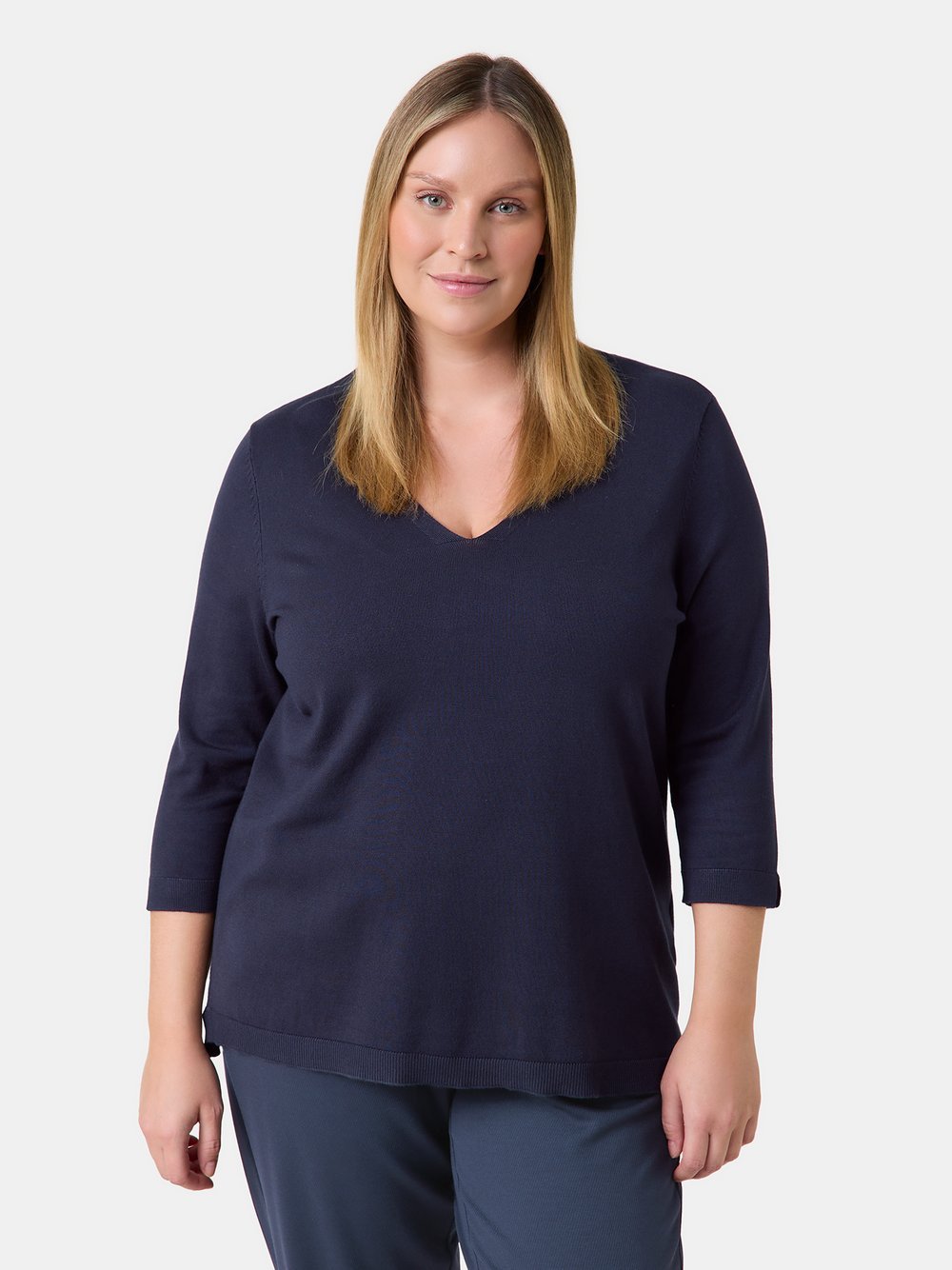 Samoon 3/4 Arm Pullover Damen Viskose blau, 44