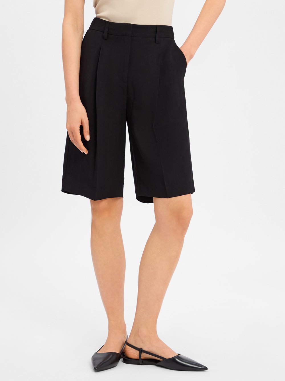 Someday Bermuda mit Leinen-Anteil Damen Viskose schwarz, 42