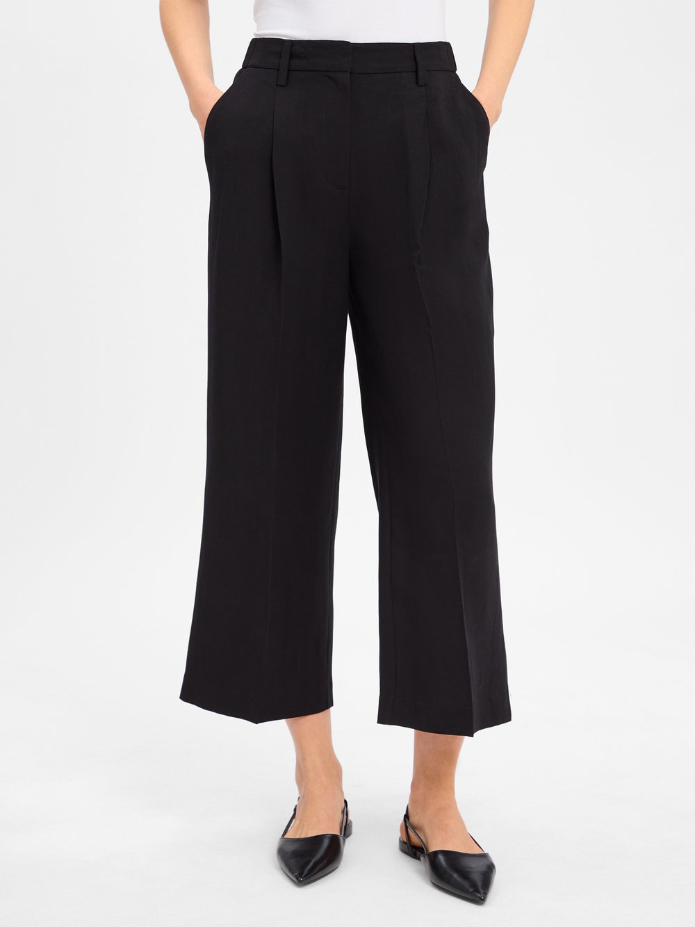 Someday Culotte mit Leinen-Anteil Damen Viskose schwarz, 42