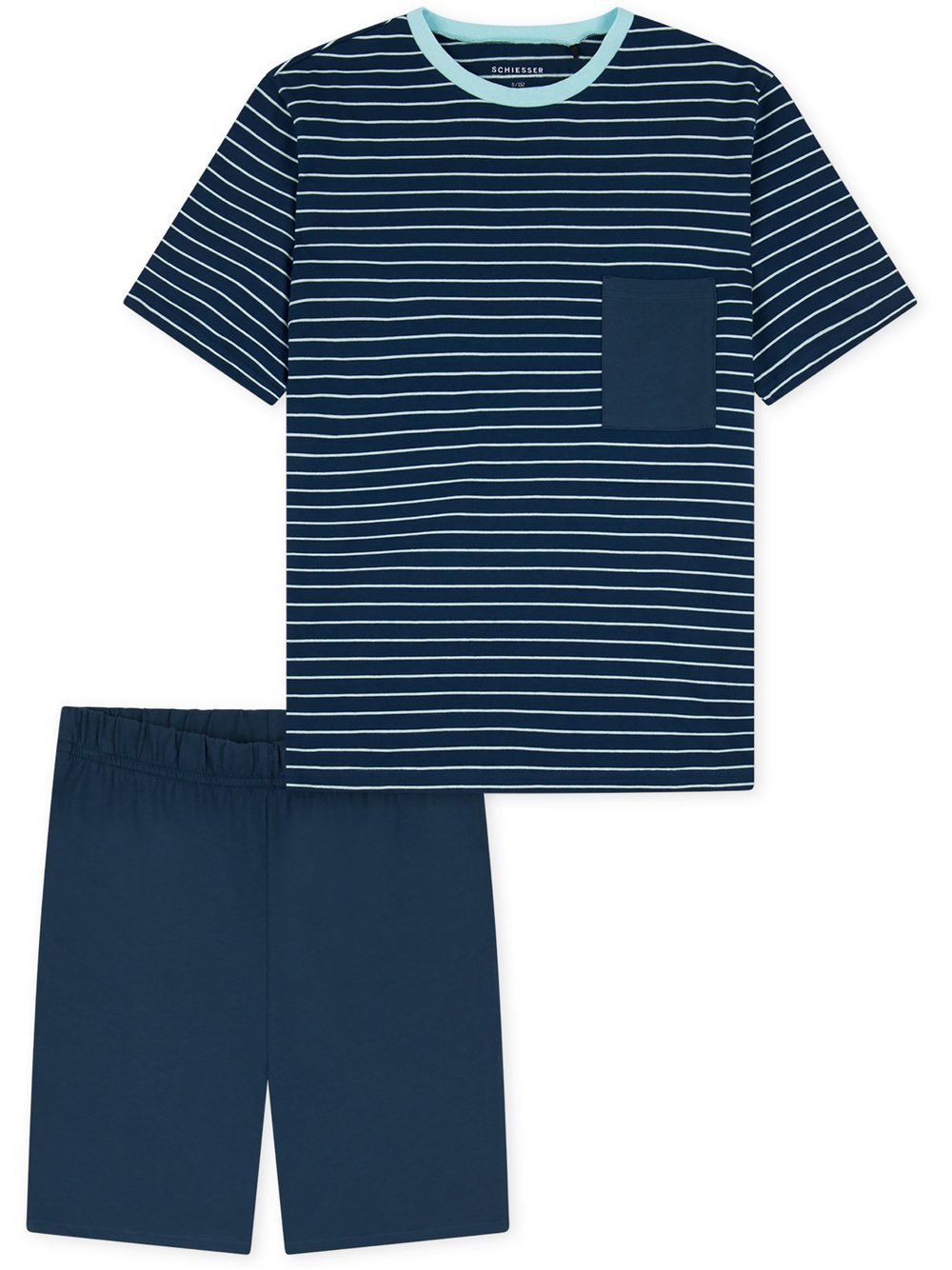 Schiesser Shorty  Jungen Jersey blau gestreift, 152