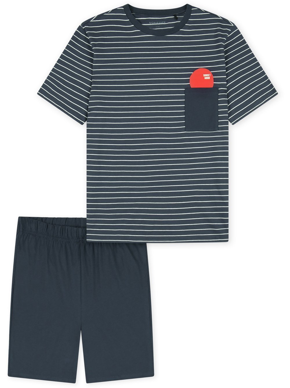 Schiesser Shorty  Jungen Jersey grau gestreift, 176