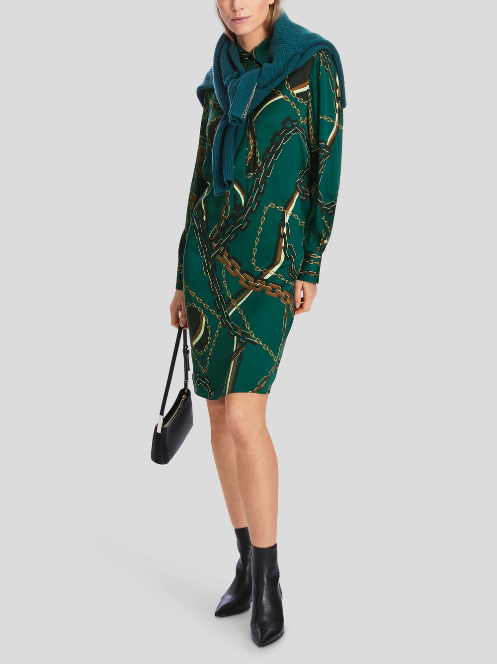 Marc Cain Kleid Damen Seide grün gemustert, 38