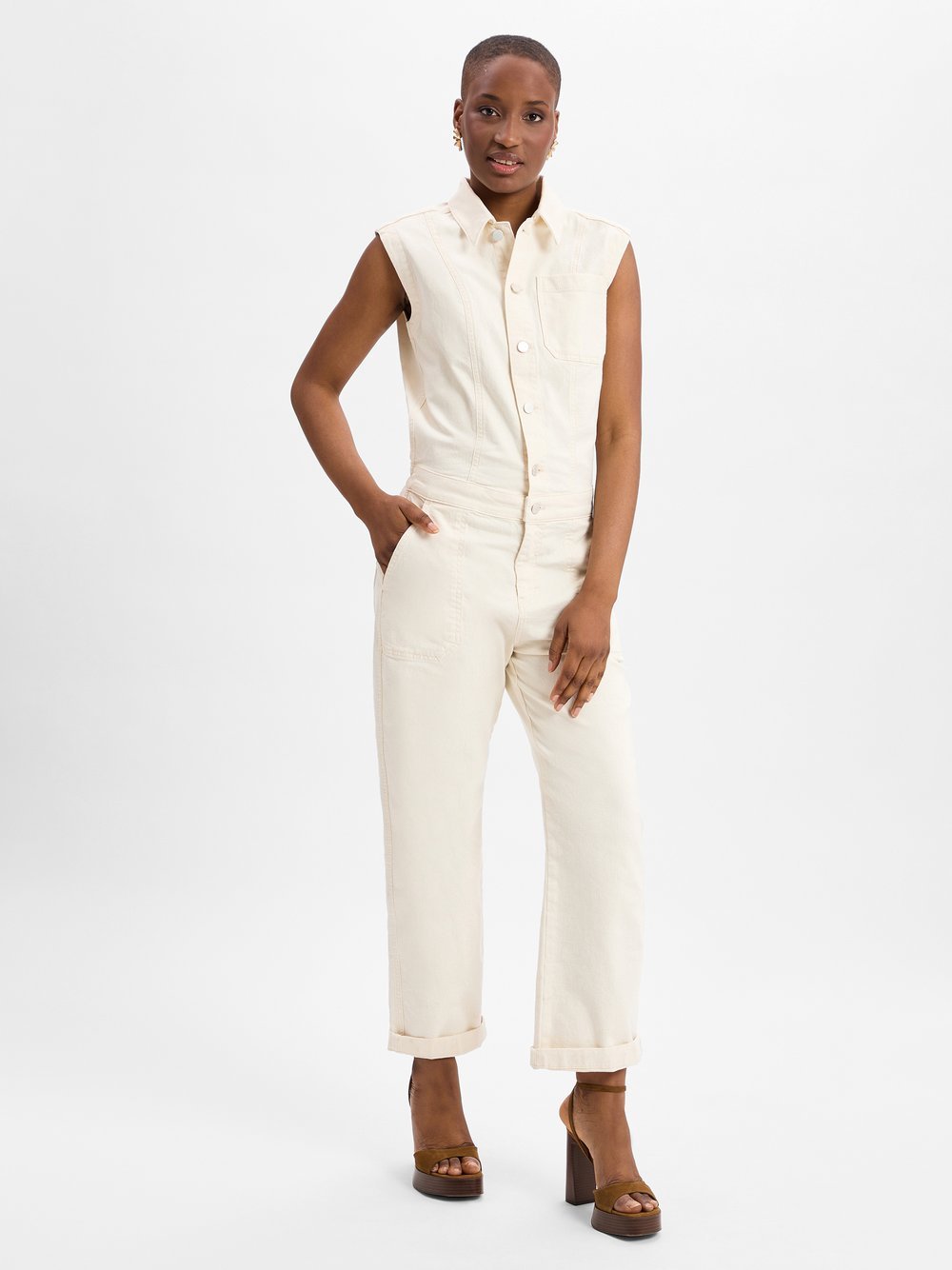 Opus Jumpsuit Damen Baumwolle beige, 38