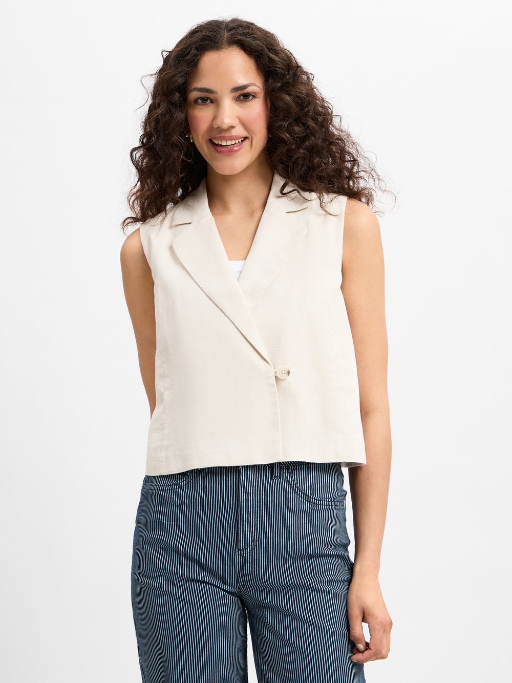Opus Weste mit Leinen-Anteil Damen Baumwolle beige meliert, 42