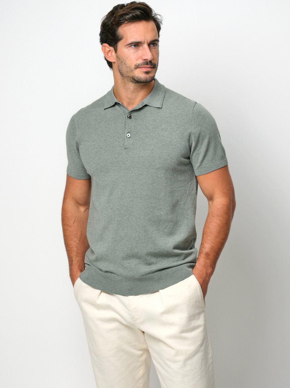 Profuomo Poloshirt Herren Lyocell grün, L