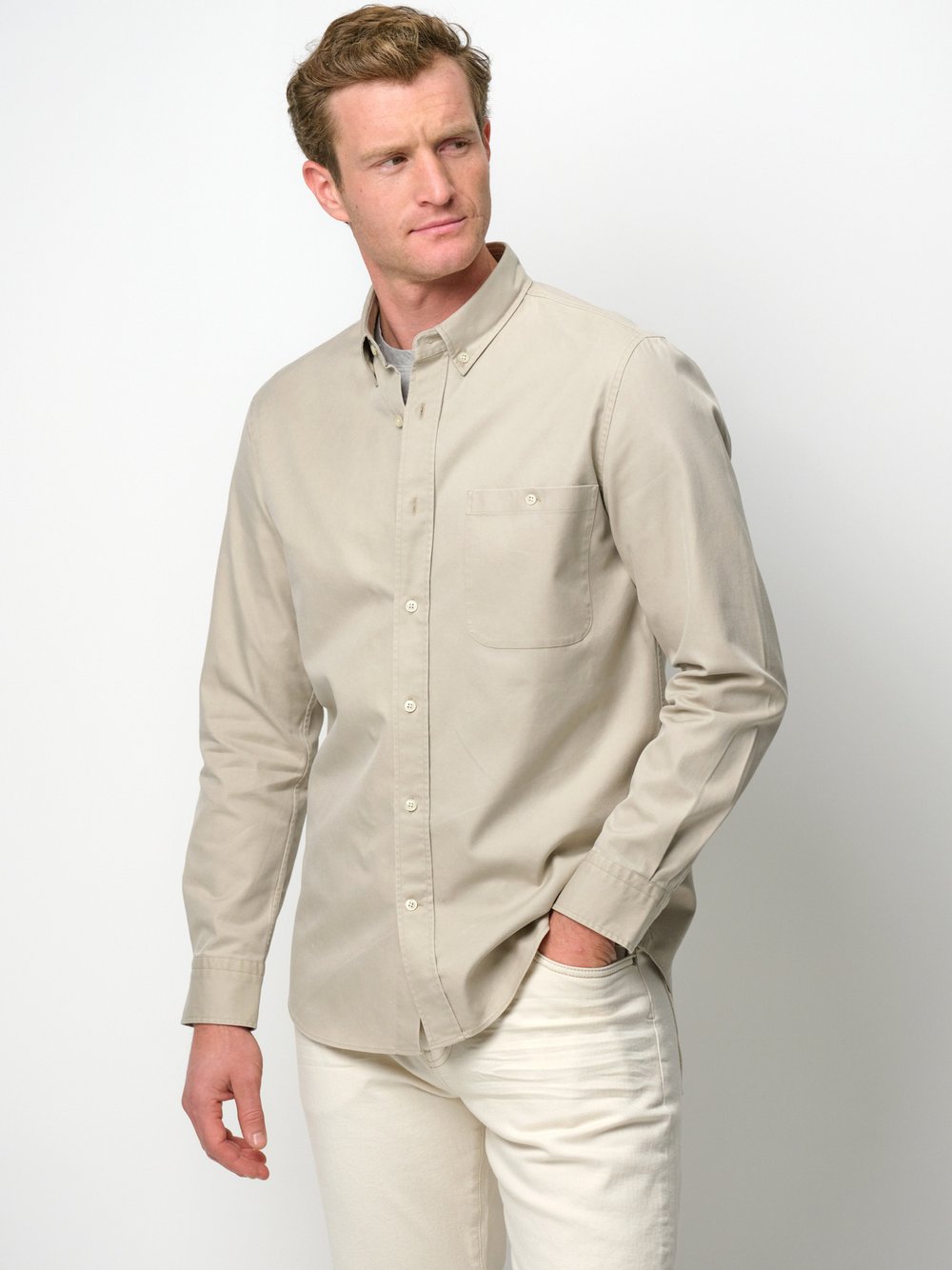 Profuomo Hemd Herren Slim Fit Baumwolle beige, XXL