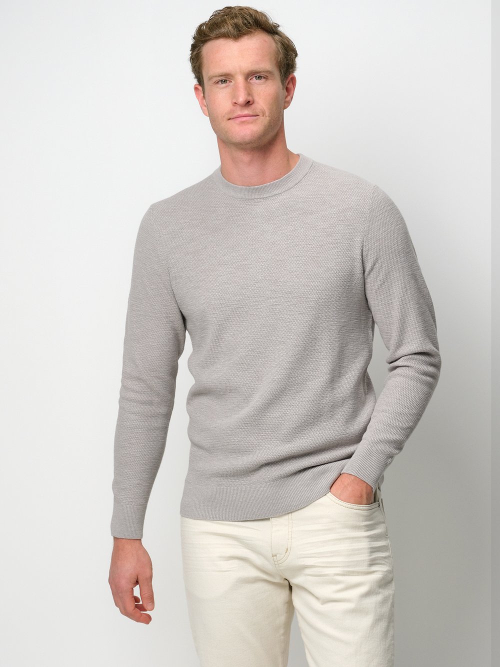 Profuomo Pullover Herren Baumwolle grau, XL