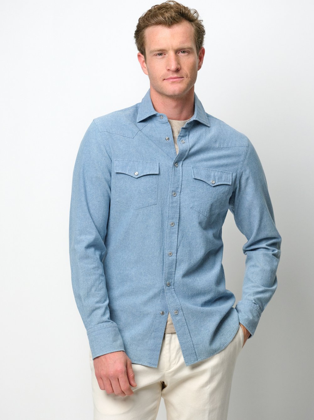 Profuomo Hemd Herren Slim Fit Baumwolle blau, 42