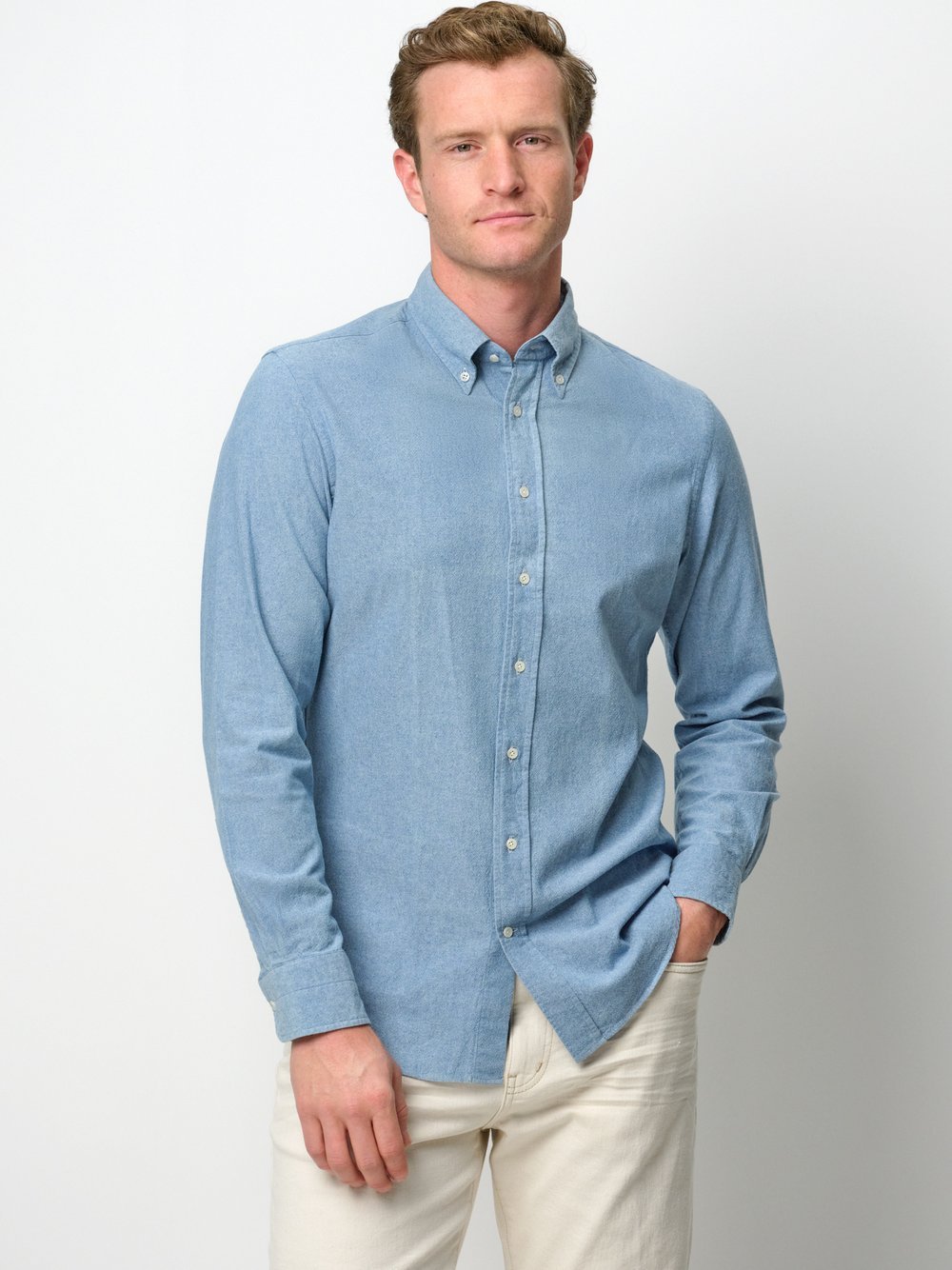 Profuomo Hemd Herren Slim Fit Baumwolle blau, 40