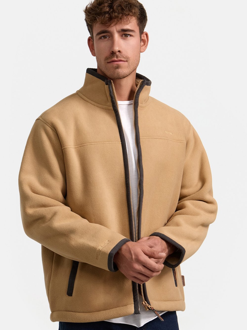 Indicode Übergangsjacke Fleece Herren beige, L