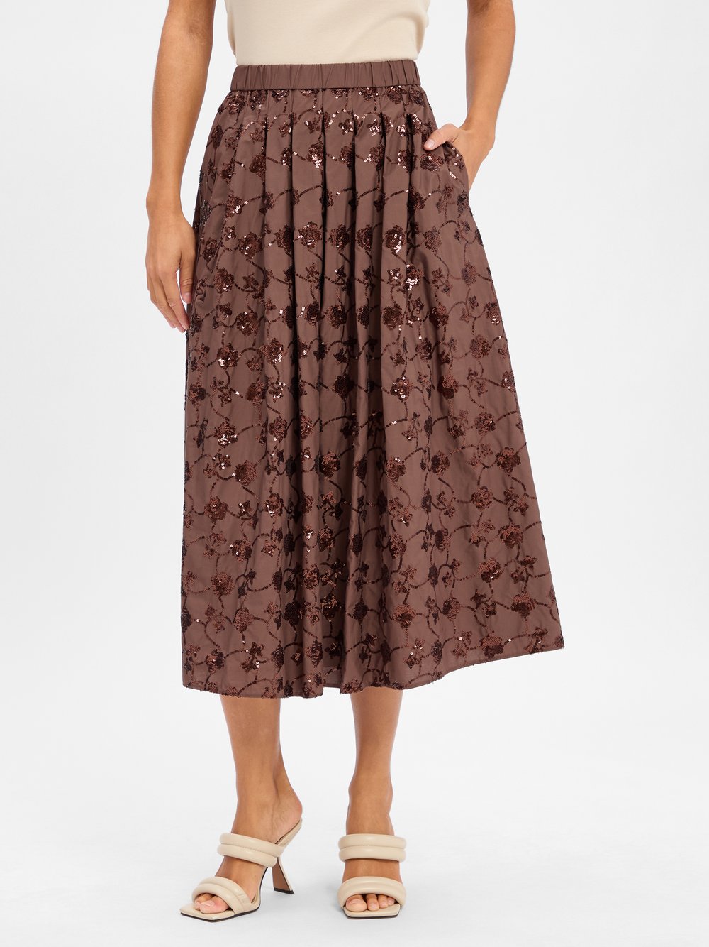 Weekend Max Mara A-Linein-Rock Damen Baumwolle braun gemustert, M