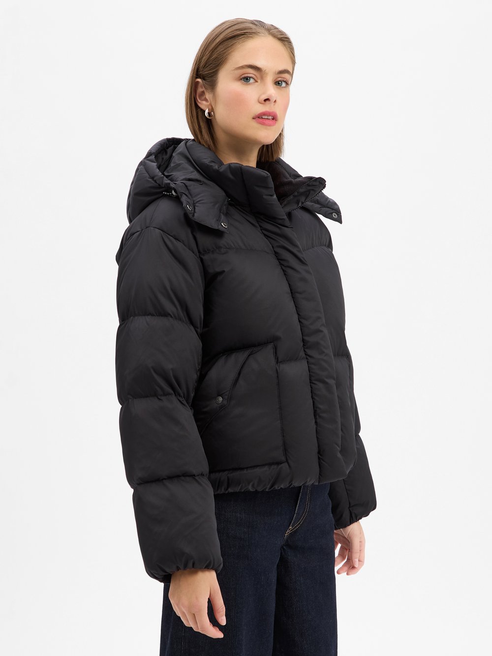 Levi's Denim-Daunenjacke Damen Baumwolle schwarz, XS