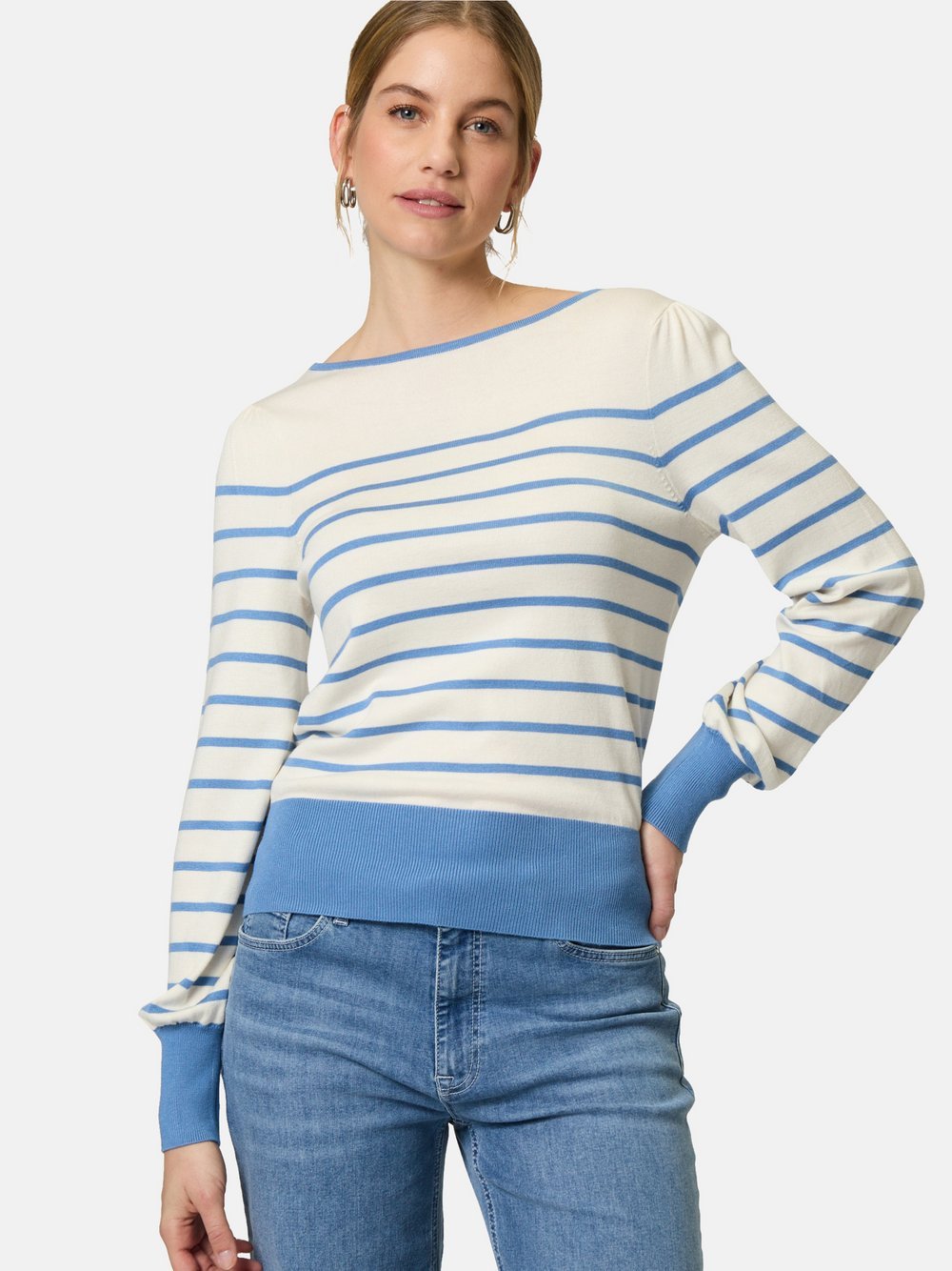 zero Pullover Damen Viskose blau gestreift, 34