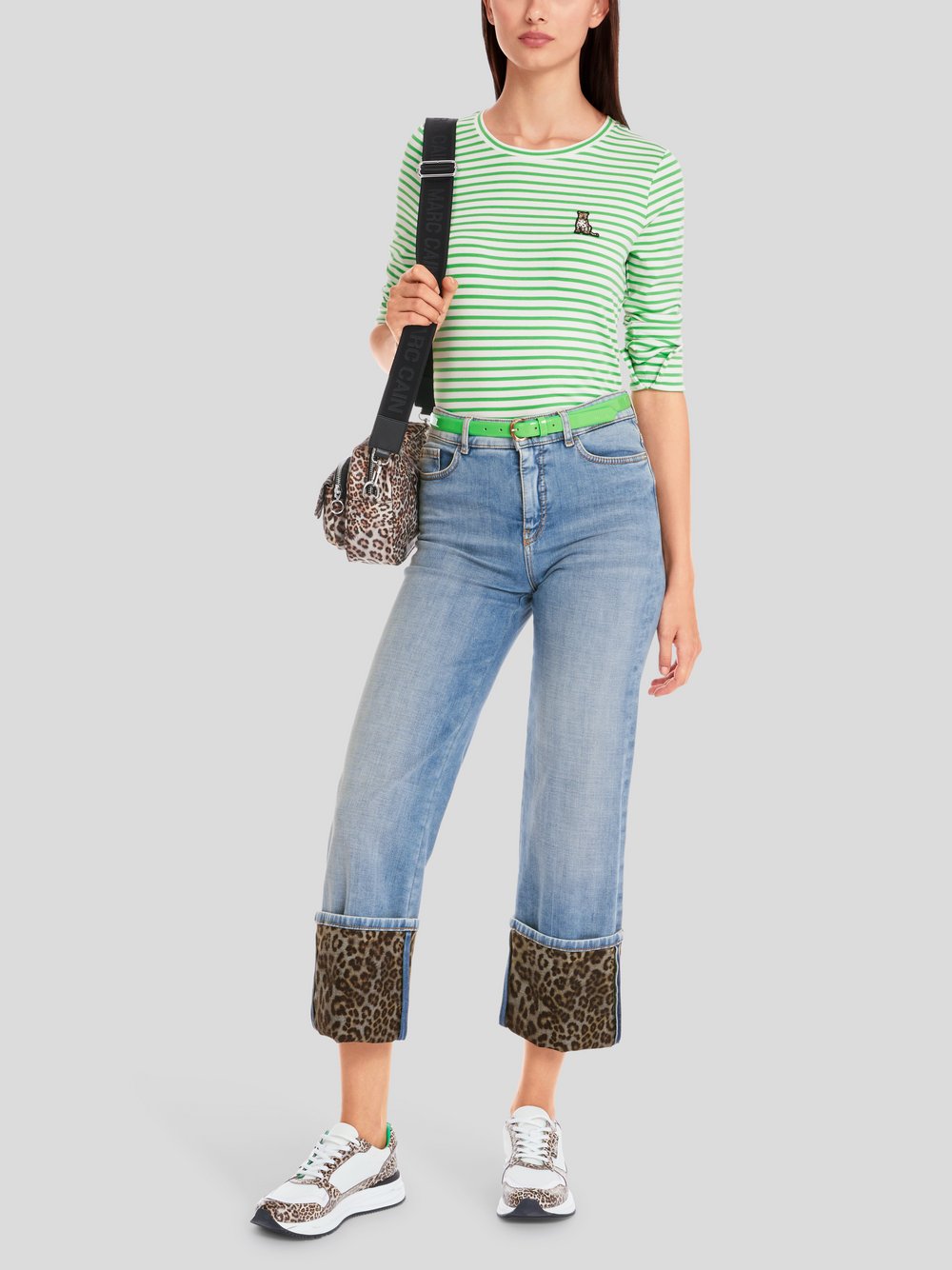 Thumbnail - Marc Cain T-Shirt Damen Baumwolle grün gestreift, 38