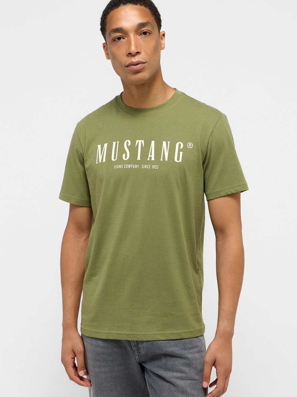 Mustang T-Shirt Herren Baumwolle grün bedruckt, L