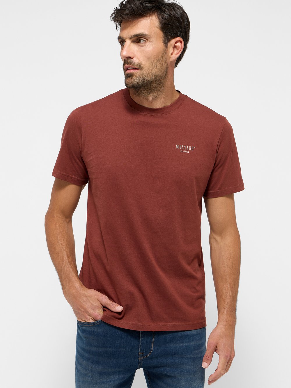 Mustang T-Shirt Herren Baumwolle braun, L