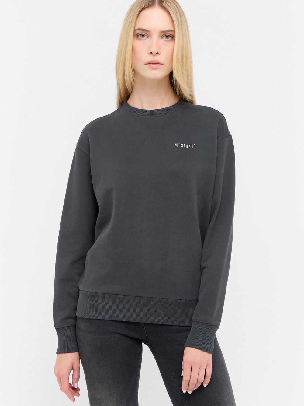 Mustang Sweatshirt Damen Baumwolle schwarz, XS