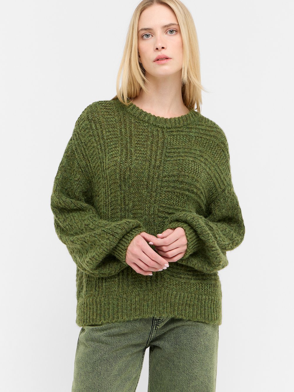 Mustang Strickpullover Damen Baumwolle grün, M