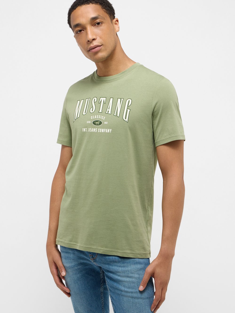 Mustang T-Shirt Herren Baumwolle grün bedruckt, L