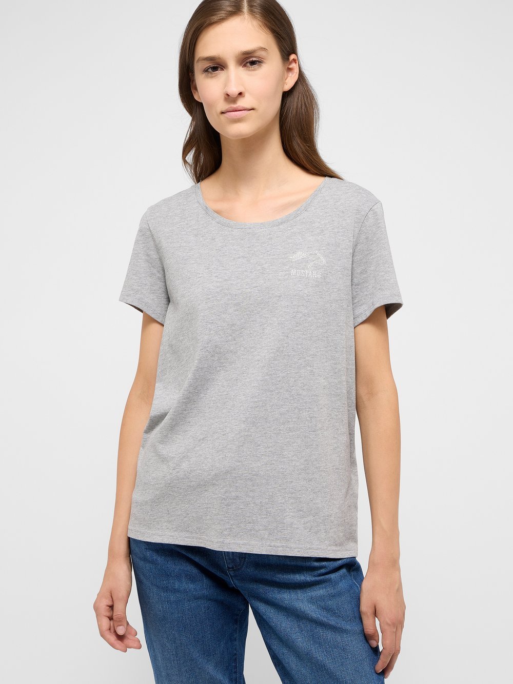 Mustang T-Shirt Damen Baumwolle grau, XS