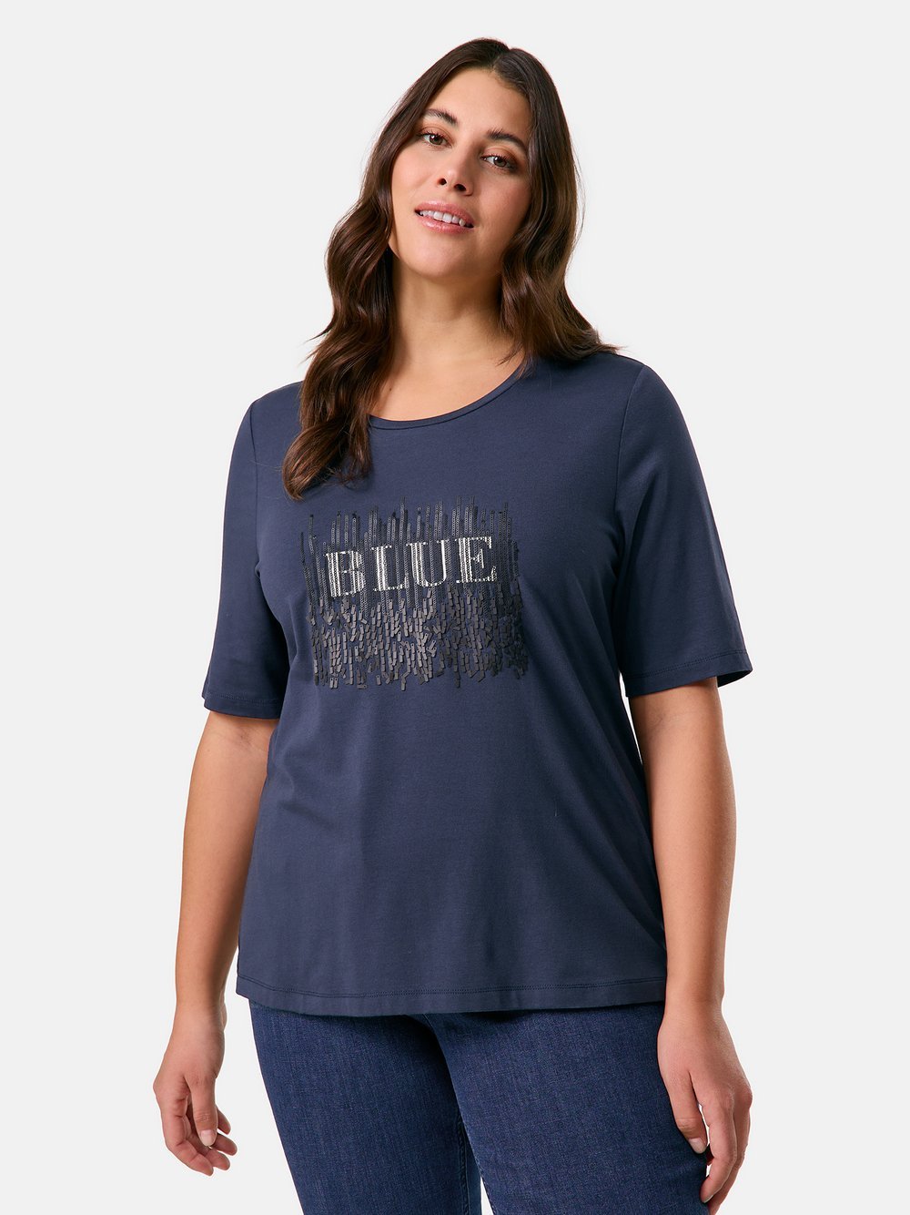 Samoon T-Shirt Damen blau bedruckt, 54