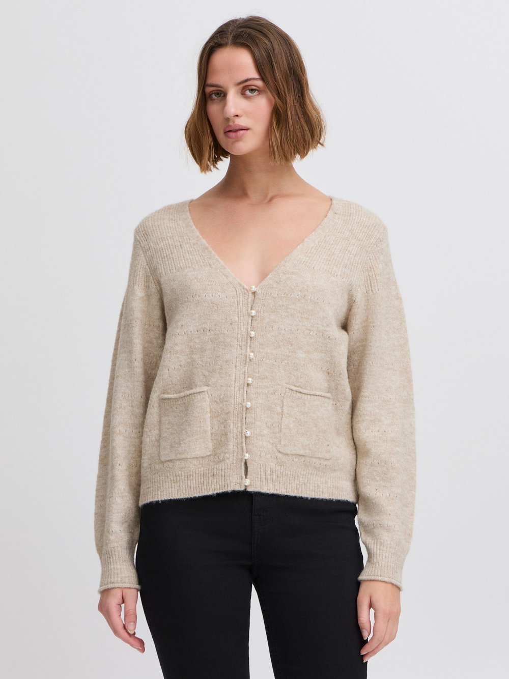 Ichi Strickjacke Damen beige, L