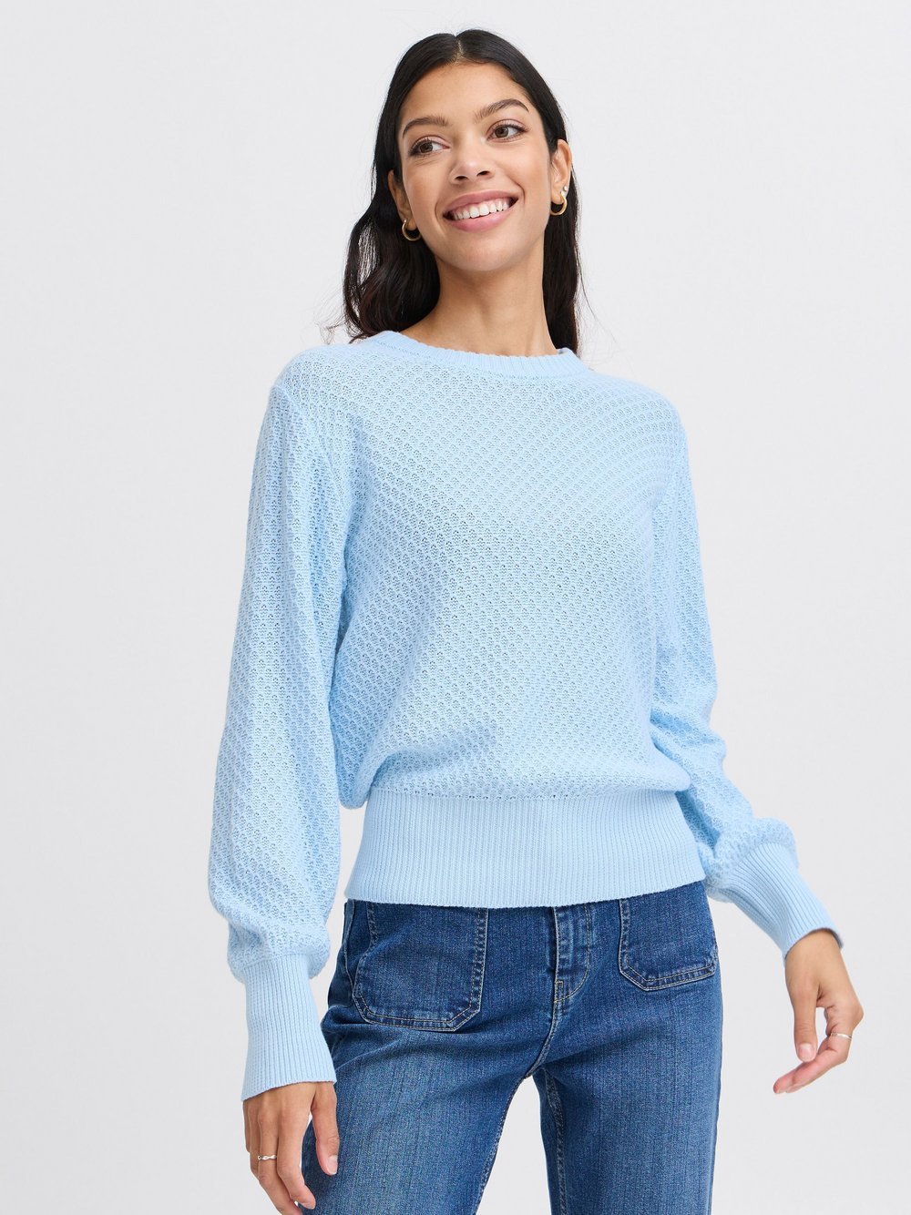 B.Young Strickpullover Damen Baumwolle blau, XS