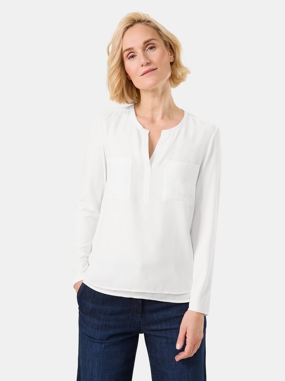 Gerry Weber Langarmshirt Damen Viskose weiß, 48