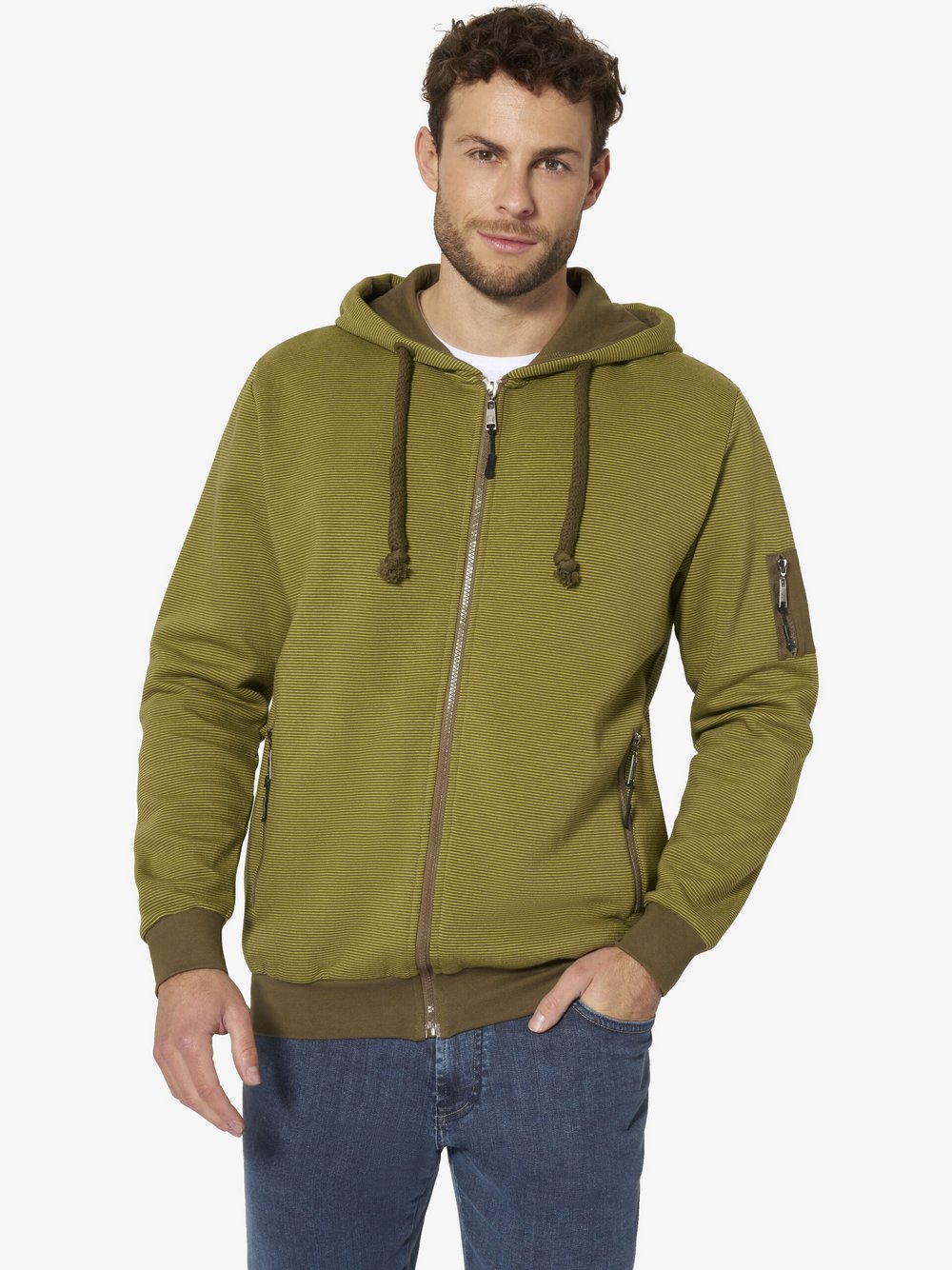 Thumbnail - BABISTA Sweatjacke Herren Baumwolle grün gemustert, L