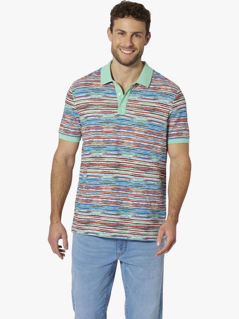 Thumbnail - BABISTA Poloshirt Herren Baumwolle grün gestreift, M